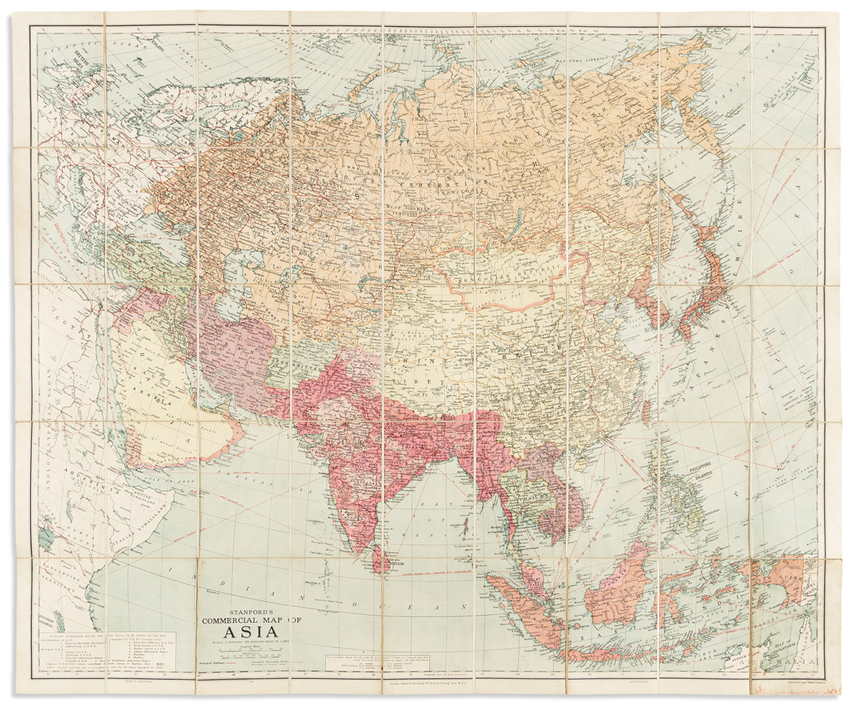 (ASIA.) Edward Stanford. Stanfords Commercial Map of Asia.